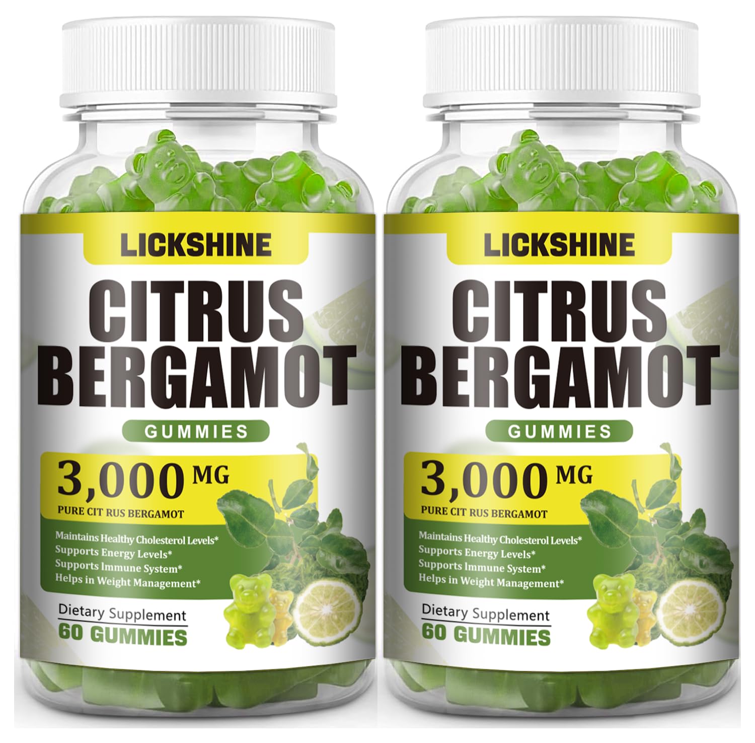 Lickshine Citrus Bergamot Gummies bottle front view for daily wellness