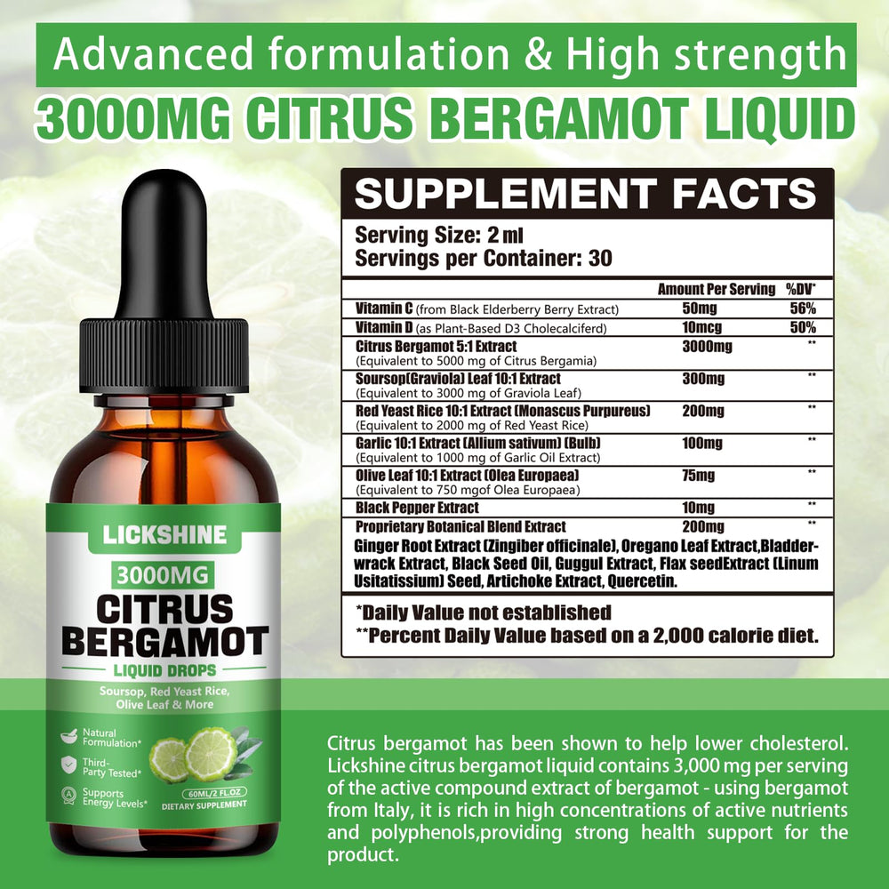 lickshine bergamot 3000mg liquid drops being poured for easy use