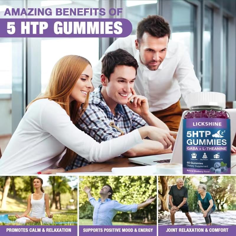 Lickshine blueberry-flavored gummies served on a surface for easy nightly use
