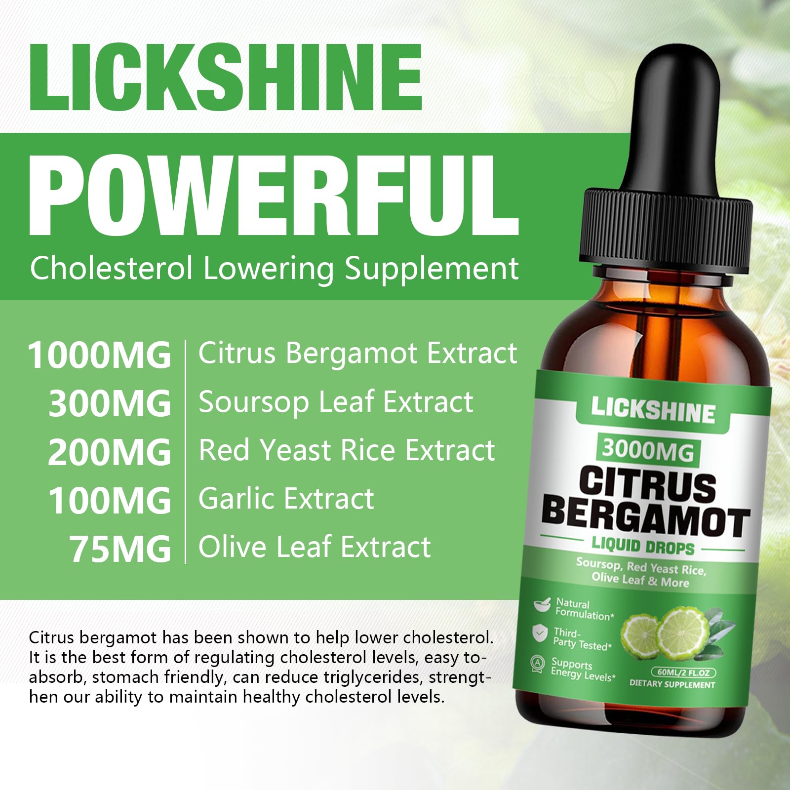 lickshine immune-support liquid drops shown with a glass of water