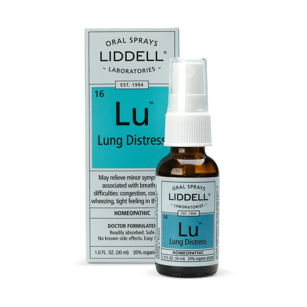 Liddell Lung Distress bottle label highlighting quick under-the-tongue use.