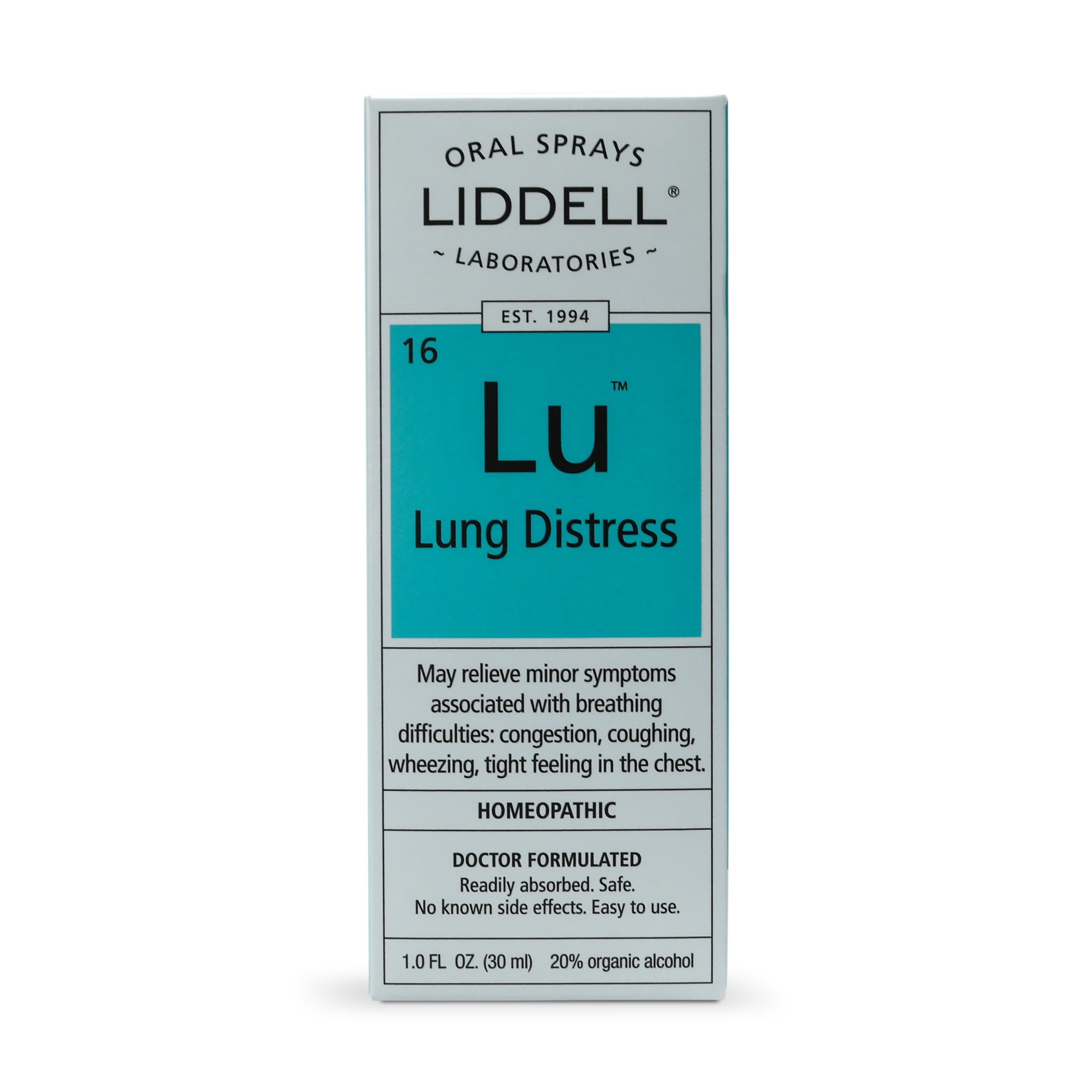 Close-up of ingredients and usage directions on Liddell Lung Distress label.