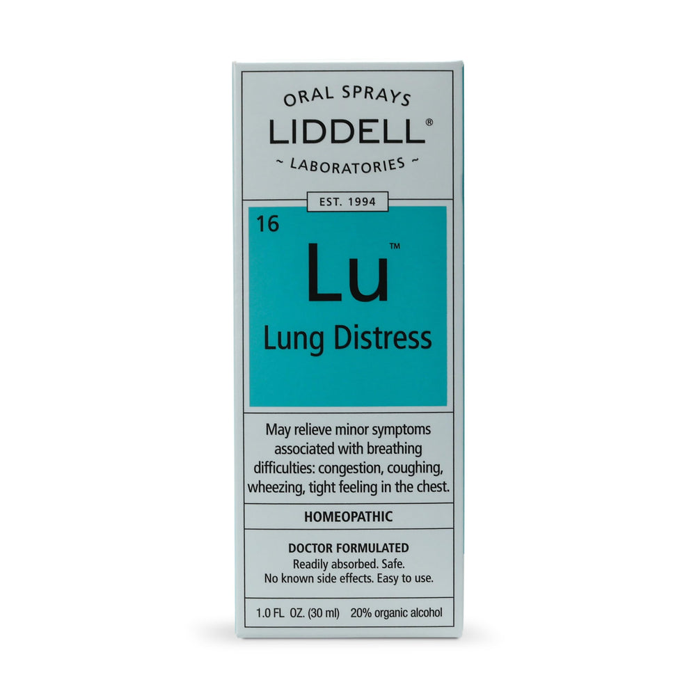 Close-up of ingredients and usage directions on Liddell Lung Distress label.