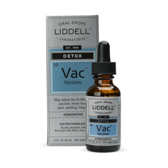Liddell Vaccine Detox bottle shown as a compact natural relief option