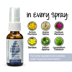 Liddell Vital Male Energy packaging highlights USA-made quality and clarity.