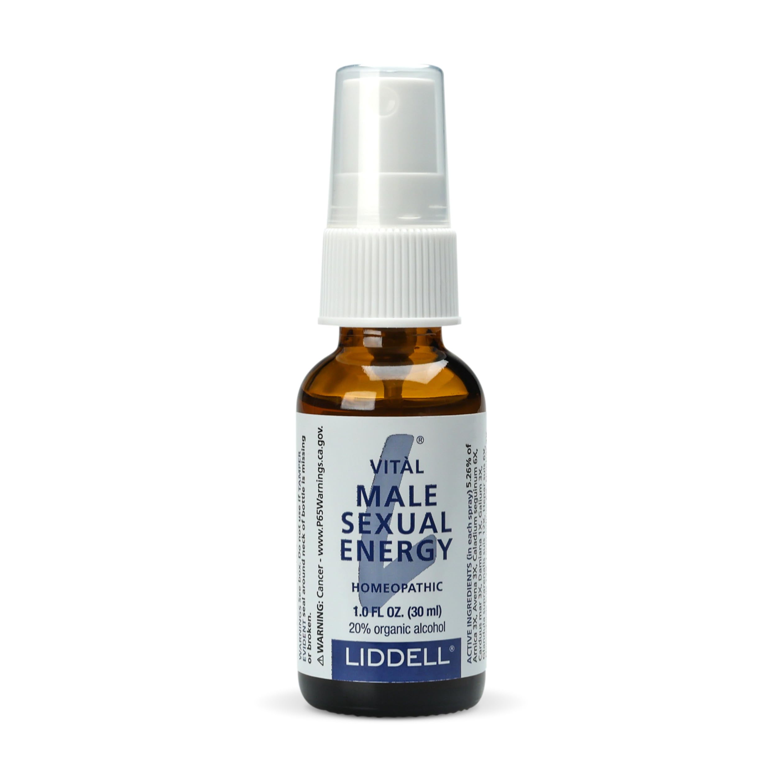 Liddell Vital Male Energy under-the-tongue spray demonstrates quick absorption for on-the-go support.