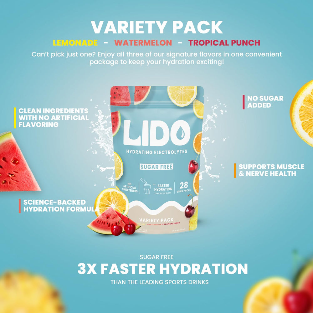 LIDO electrolyte stick dissolving in water for quick hydration.