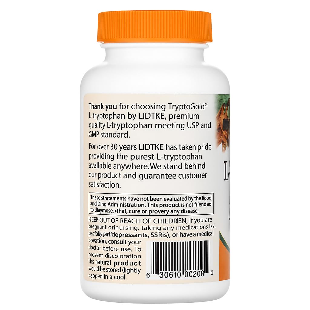 Closeup of Lidtke L-Tryptophan capsules highlighting quality and easy-to-take form.