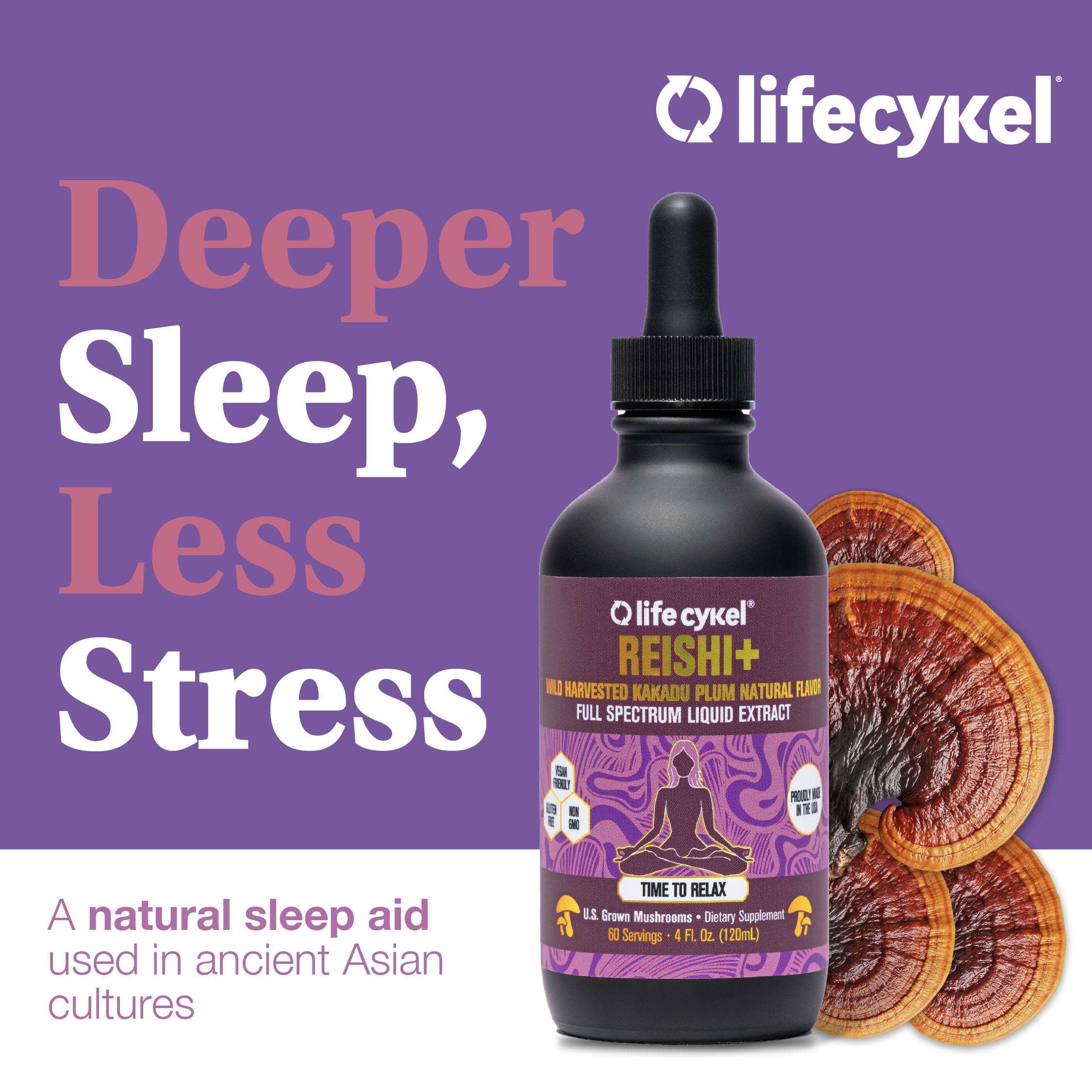 Life Cykel US-grown mushrooms quality bottle signals trusted mushroom biotechnology.