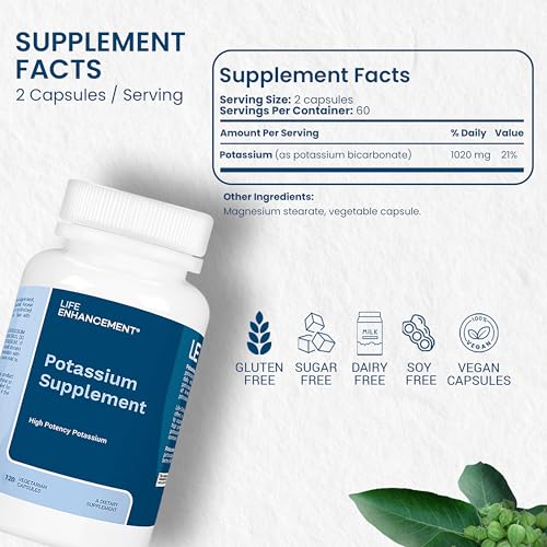 Life Enhancement potassium capsules pack emphasizes no additives for daily support