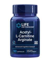 Life Extension Acetyl-L-Carnitine Arginate bottle cap highlighting energy support