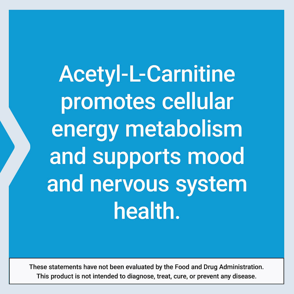 Life Extension Acetyl-L-Carnitine bottle label notes vegetarian capsule format.