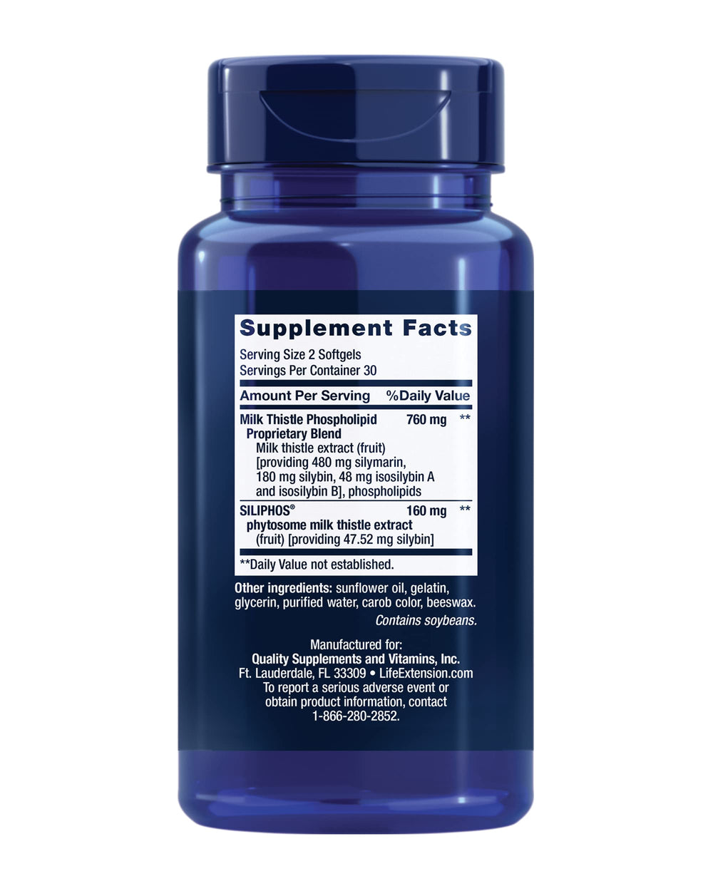 Life Extension Advanced Milk Thistle softgels close-up shows convenient, absorbable formulation.