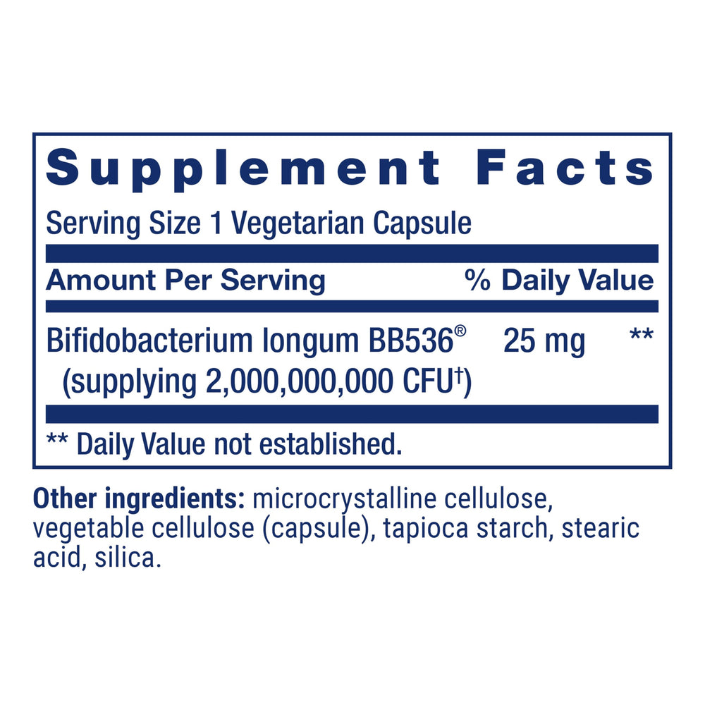 Life Extension Bifido GI Balance capsule held in hand for size reference.