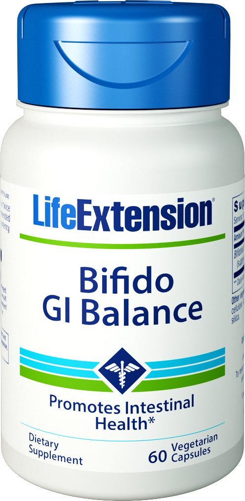 Life Extension Bifido GI Balance label detail highlighting BB536 strain information.
