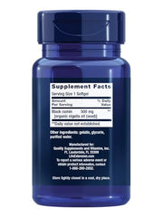 Life Extension label closeup shows quality ingredients and non-GMO formulation.