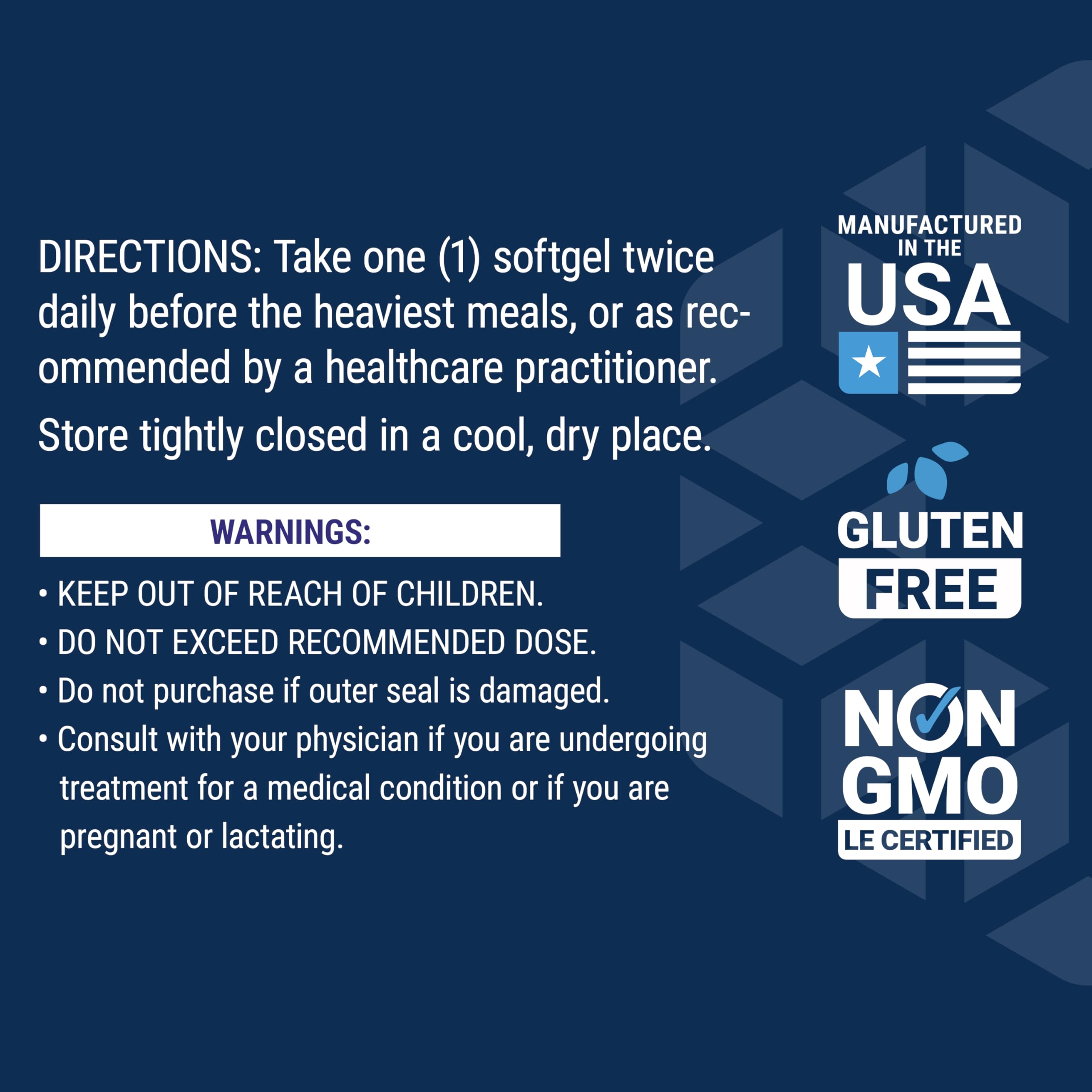 Life Extension Bloat Relief non-GMO seal reflects ingredient purity