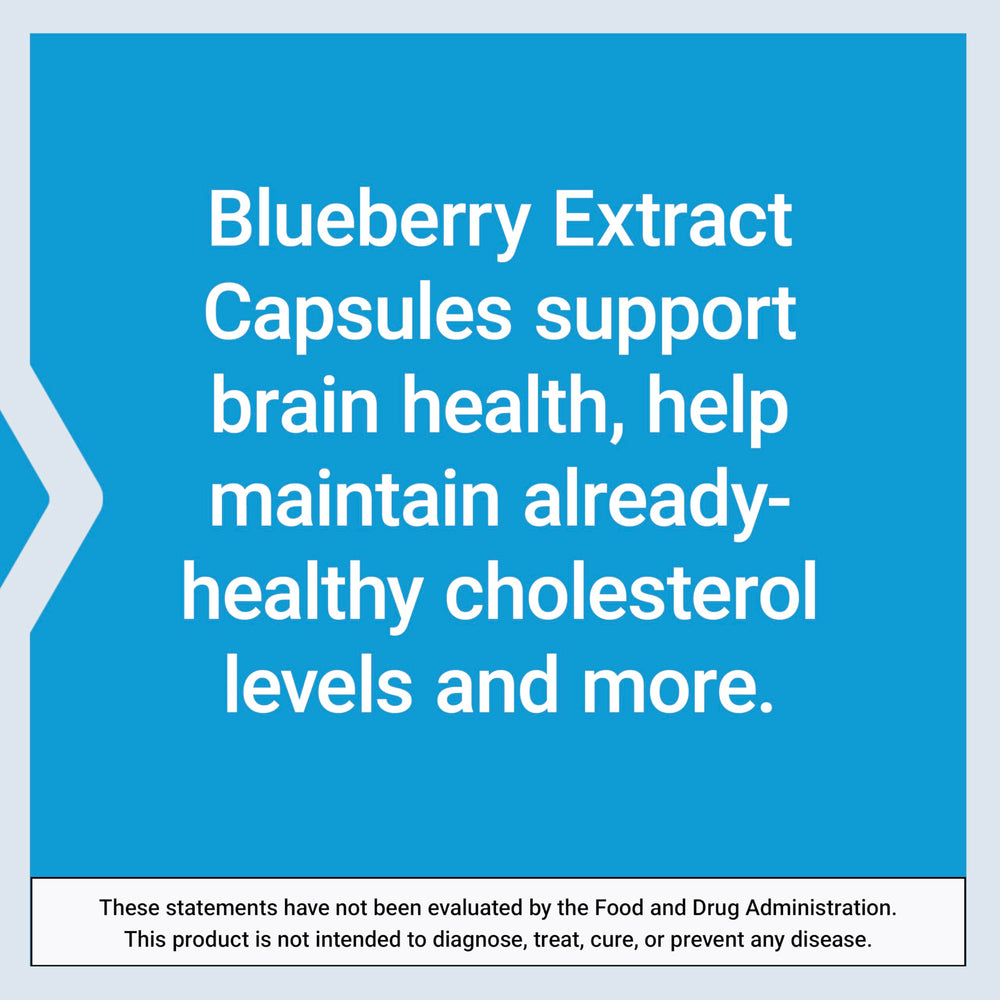 Life Extension Blueberry Extract Capsules closeup shows 500 mg extract per capsule