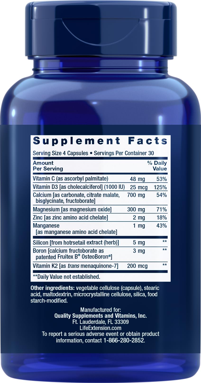 Life Extension Bone Restore capsules pack showcasing K2 and minerals for strong bones