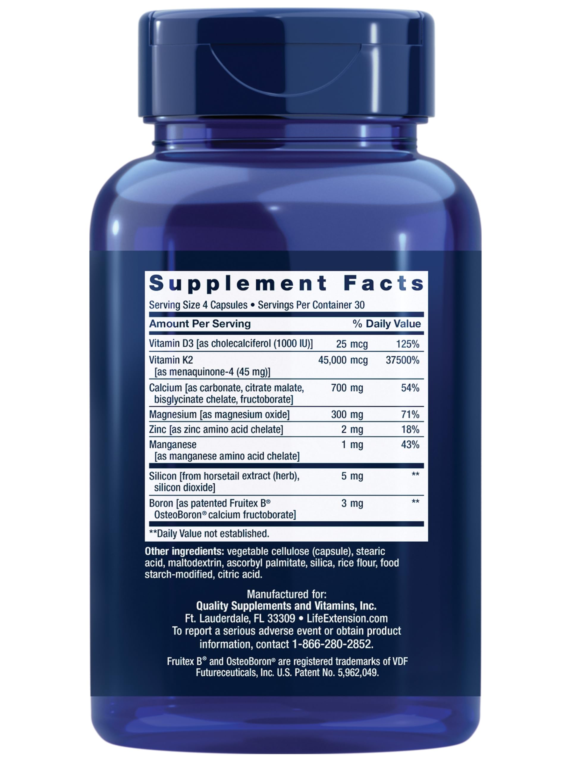 Life Extension Bone Restore Elite capsules close-up showcasing calcium blend for strong bones.