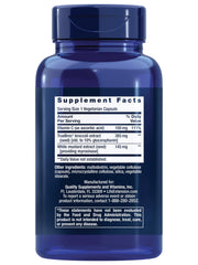 Life Extension broccoli seed extract vial highlights increased sulforaphane availability.