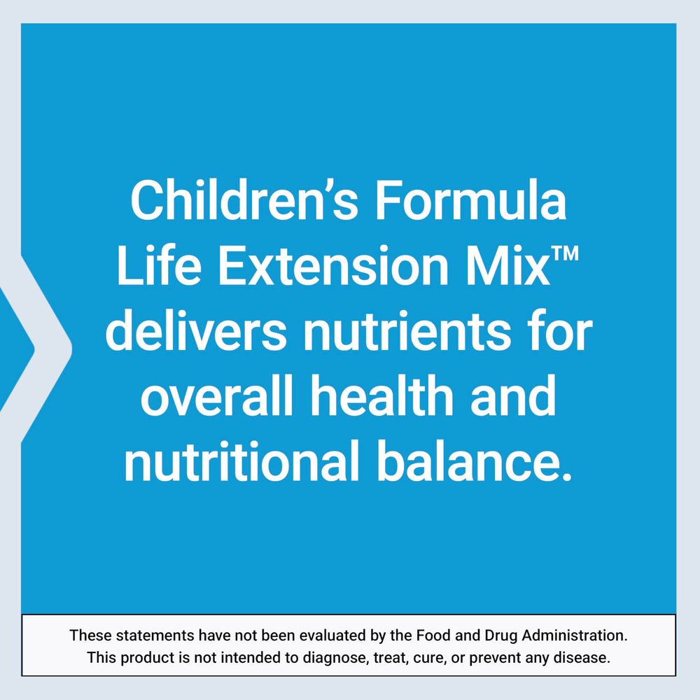 Life Extension Children's Formula Mix CoQ10 and lutein visual suggesting heart and eye support