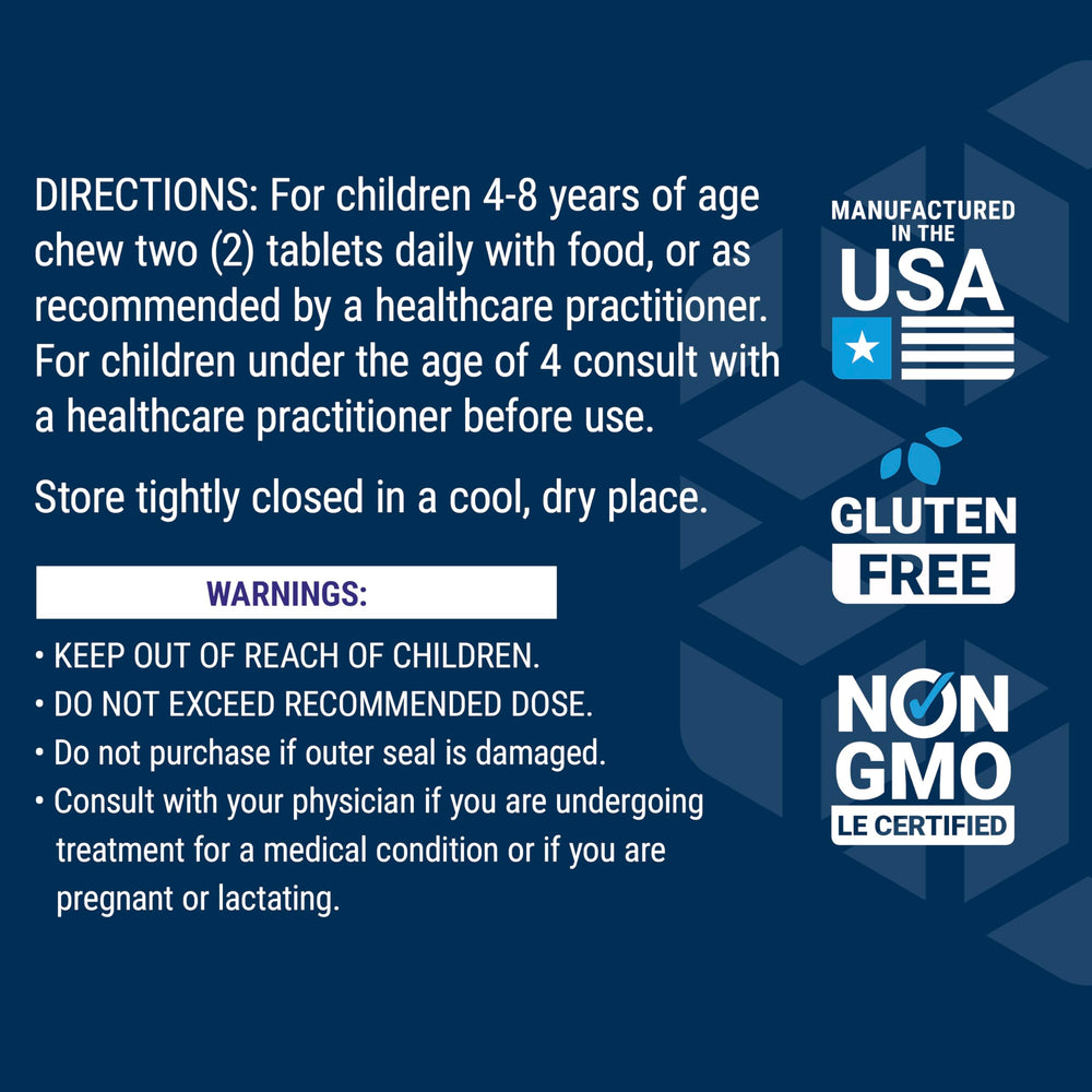 Life Extension Children's Formula Mix kid taking chewable tablet at home