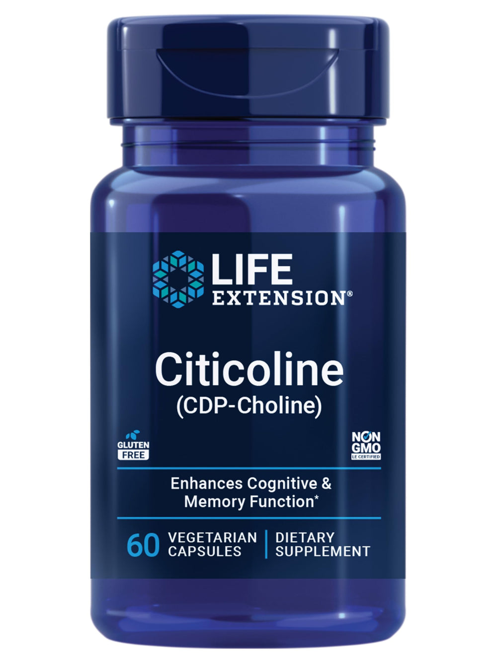 Life Extension Citicoline bottle front showing branding for brain health support