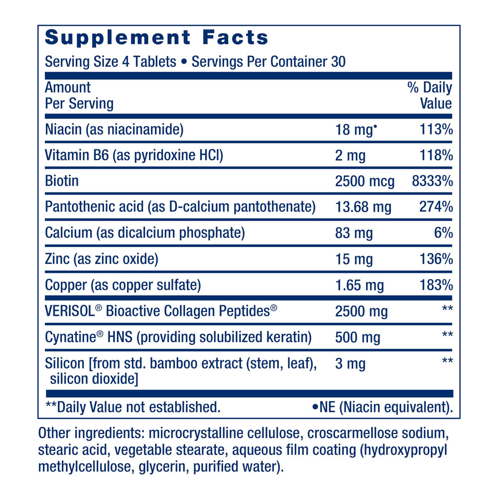 Life Extension Collagen Plus hair close-up suggests keratin-strengthening benefits