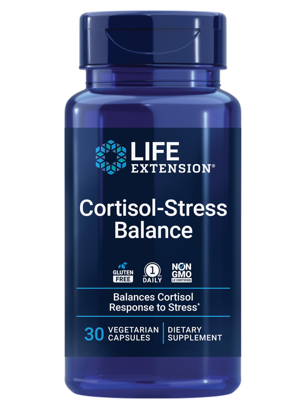Life Extension Cortisol-Stress Balance bottle front for daily stress support