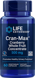 Life Extension Cran-Max 500 mg Cranberry Whole Fruit Concentrate | Urinary Tract Health Support, Antioxidants | Gluten-Free, Non-GMO, Vegetarian, 60 Capsules