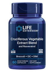 Life Extension Cruciferous Vegetable Extract & Resveratrol bottle suggesting potential hormone balance support