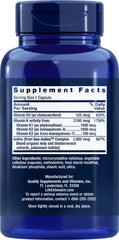 Life Extension label close-up highlights 125 mcg D3, 2100 mcg K, and 1000 mcg iodine