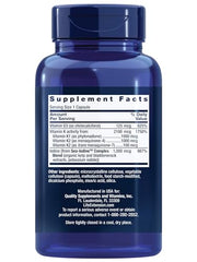 Life Extension D and K with SeaIodine capsules closeup highlights convenient daily dosing.