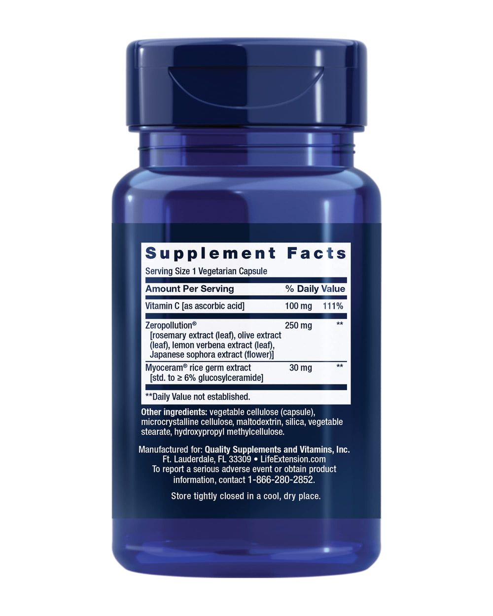 Life Extension Daily Skin Defense capsules close-up, highlighting vitamin C and ceramides for skin support.