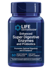 Life Extension Enhanced Super Digestive Enzymes bottle promotes digestive comfort.