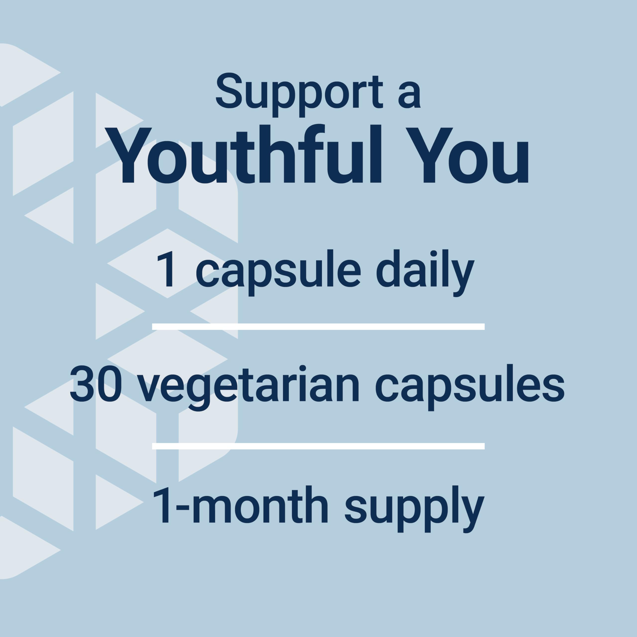 Life Extension Essential Youth L-Ergothioneine: frasco centrado, formato vegetariano