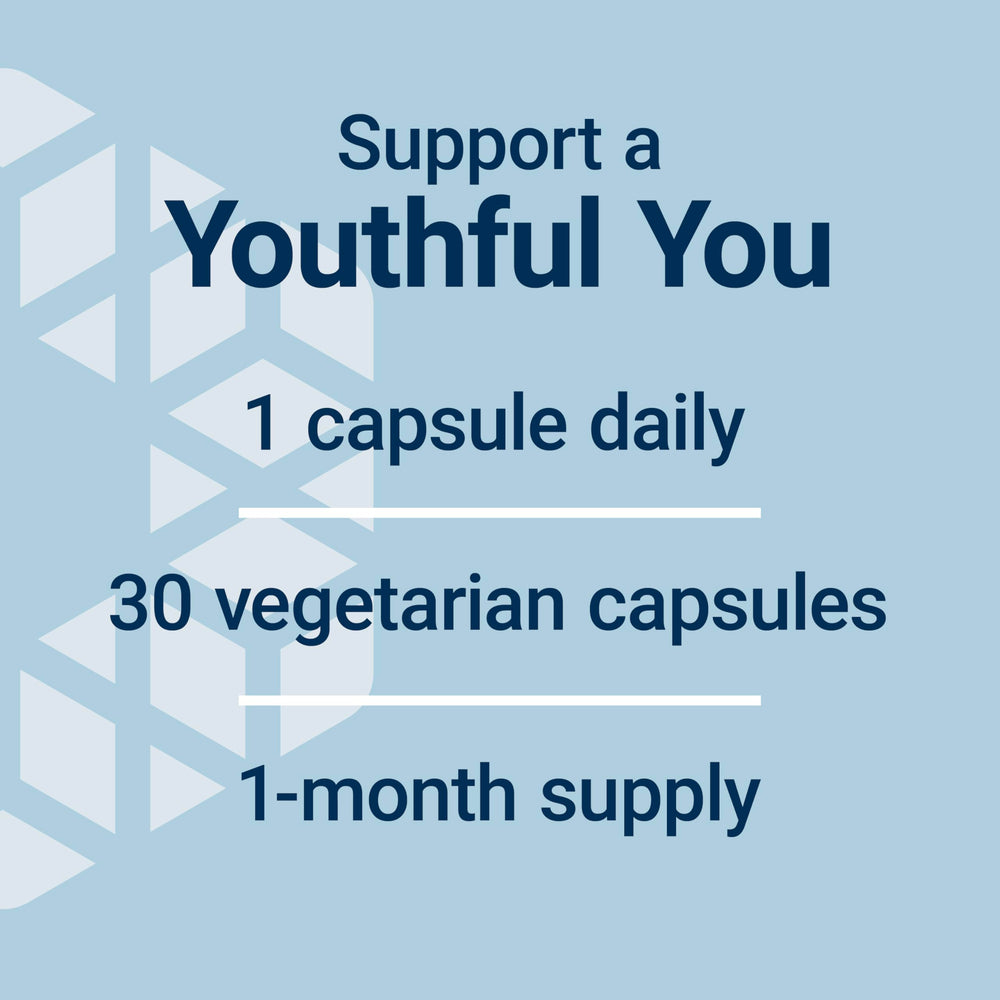 Life Extension Essential Youth L-Ergothioneine: frasco centrado, formato vegetariano