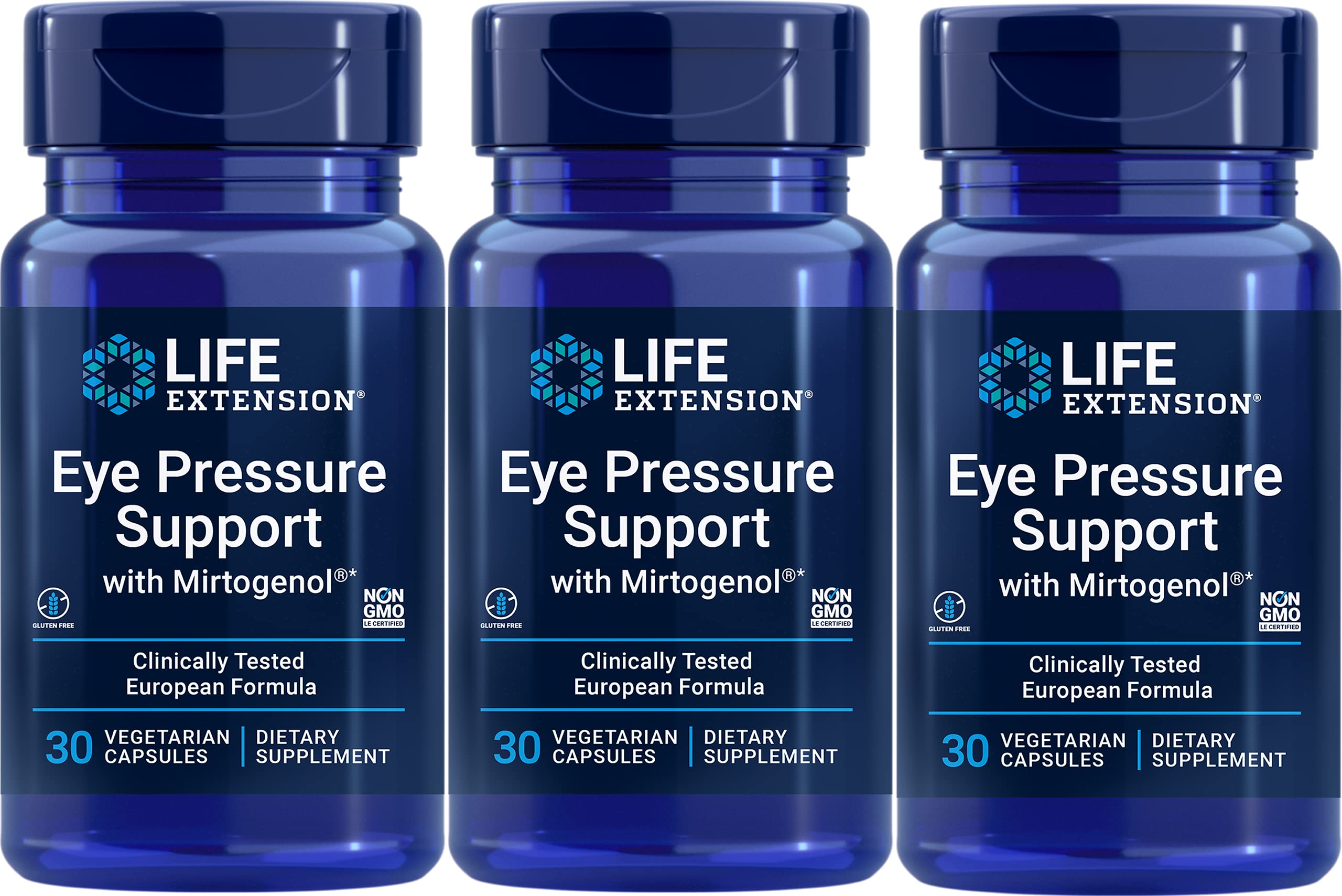 Life Extension three-pack packaging illustrates convenient ongoing eye support.