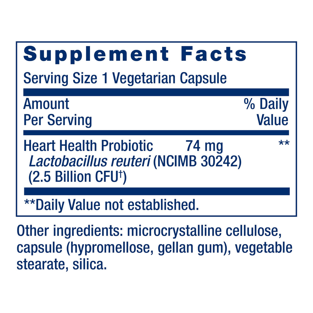 Life Extension FlorAssist Heart Health label and seal indicating quality and ingredients