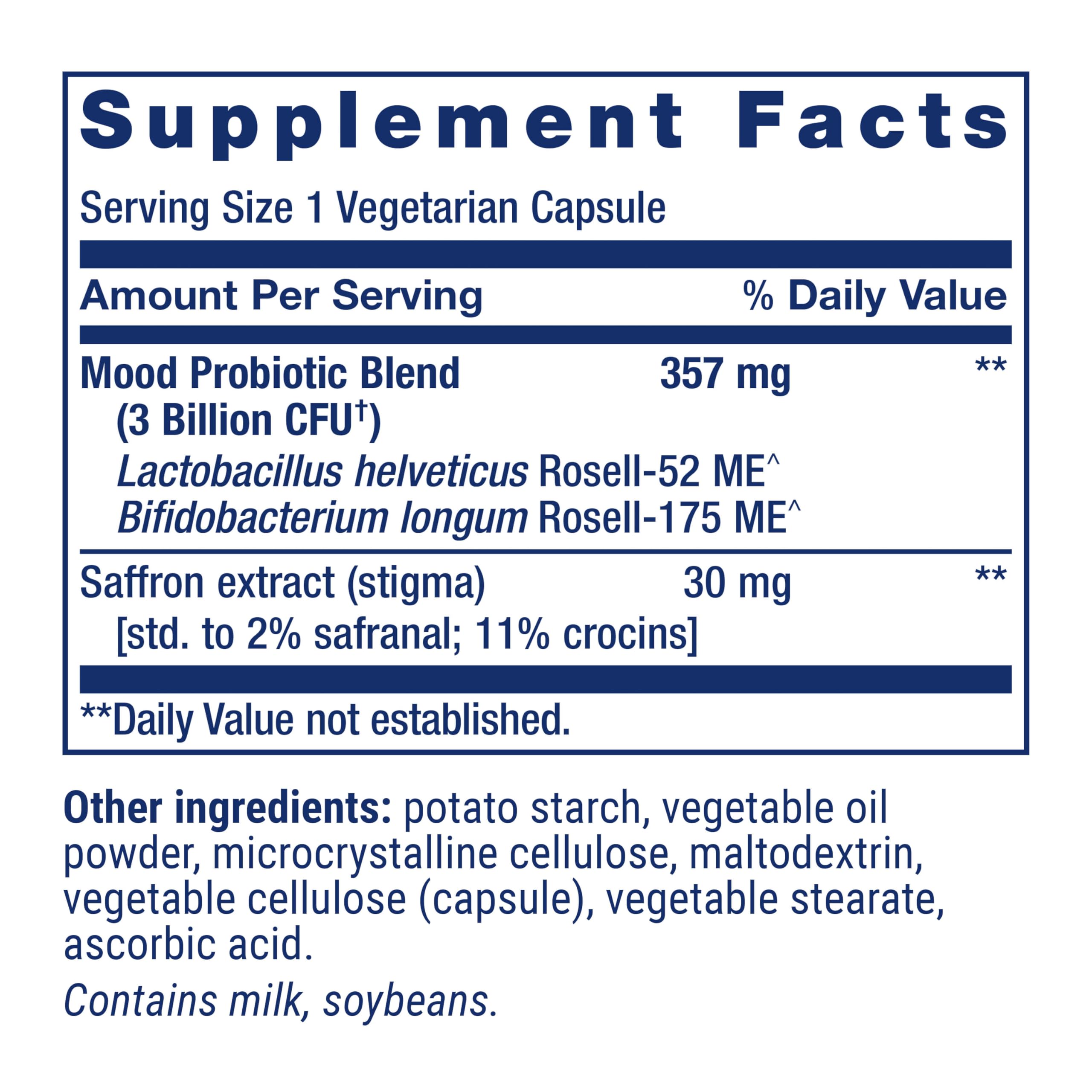 Life Extension FlorAssist saffron extract label emphasizes mood-support ingredient