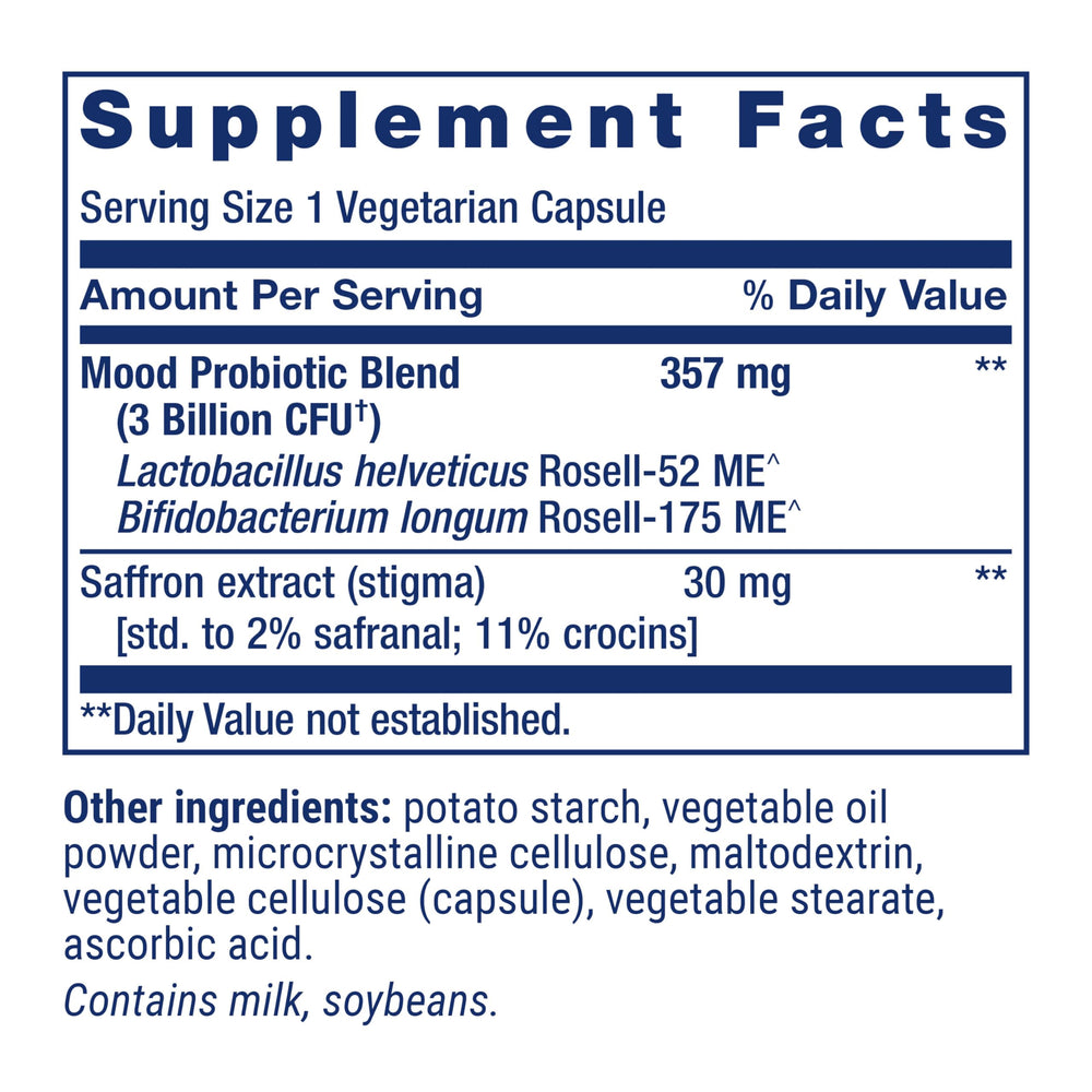 Life Extension FlorAssist saffron extract label emphasizes mood-support ingredient