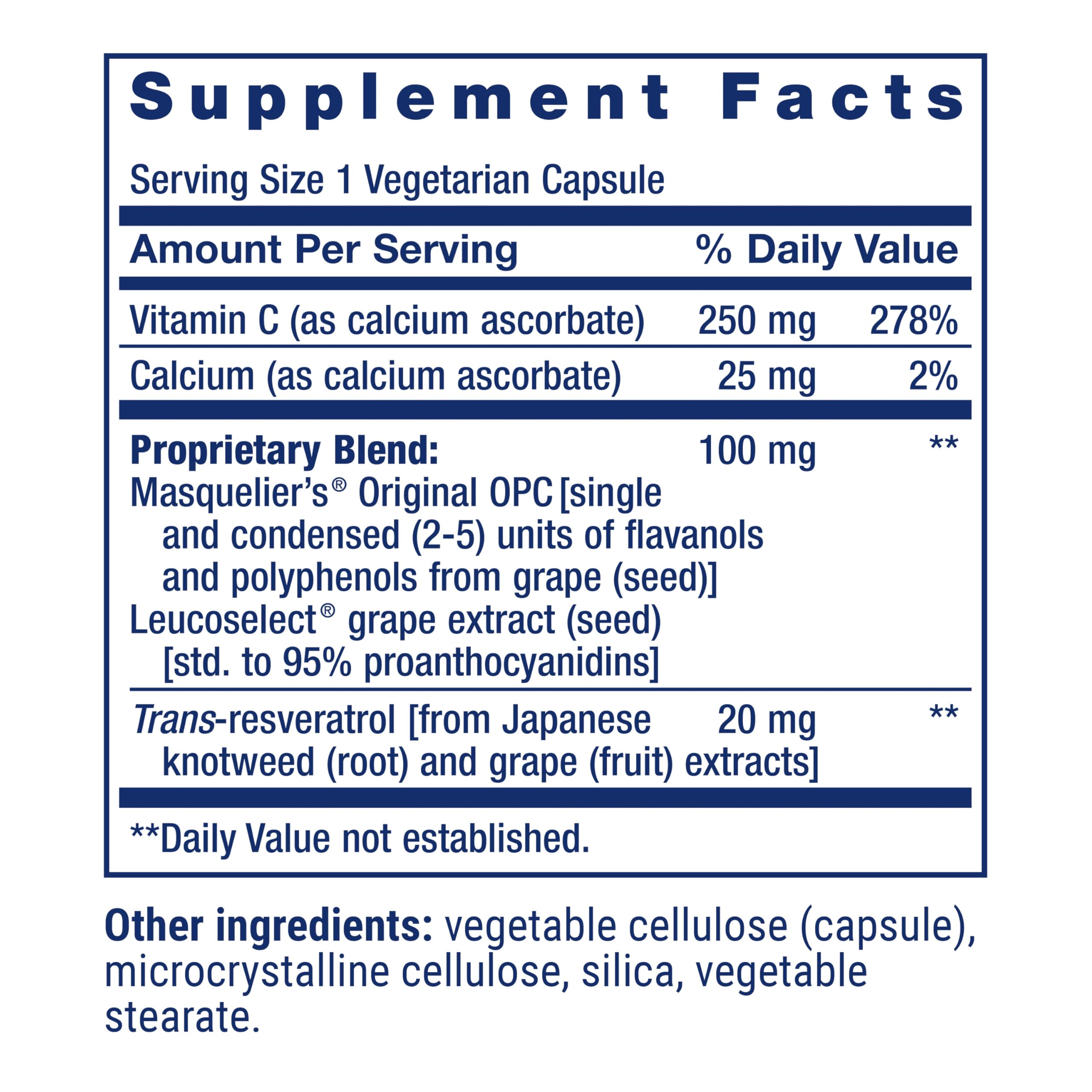 Life Extension grapeseed extract capsules ready for daily use.