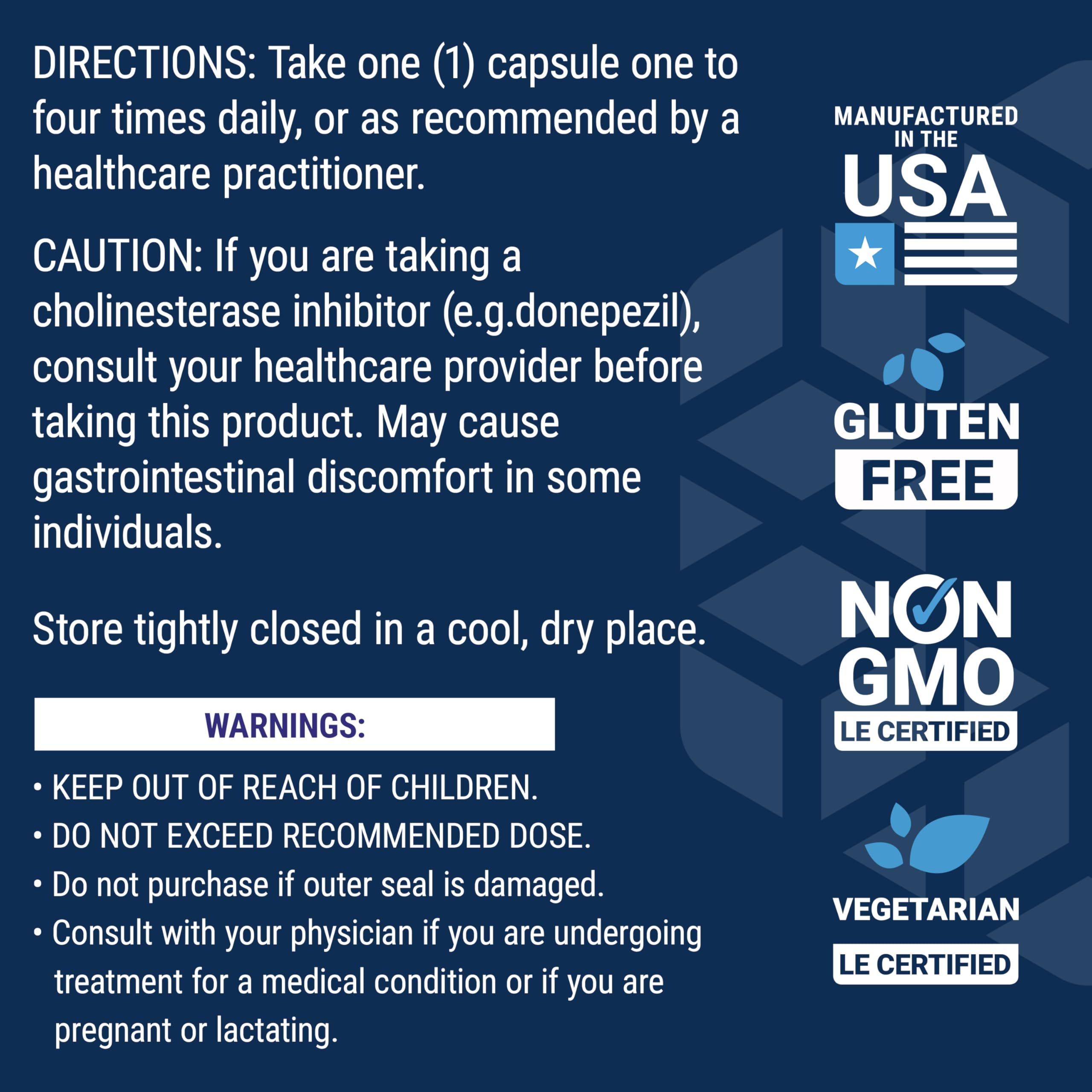 Life Extension Huperzine A ingredients list emphasizes standardized extract for quality.