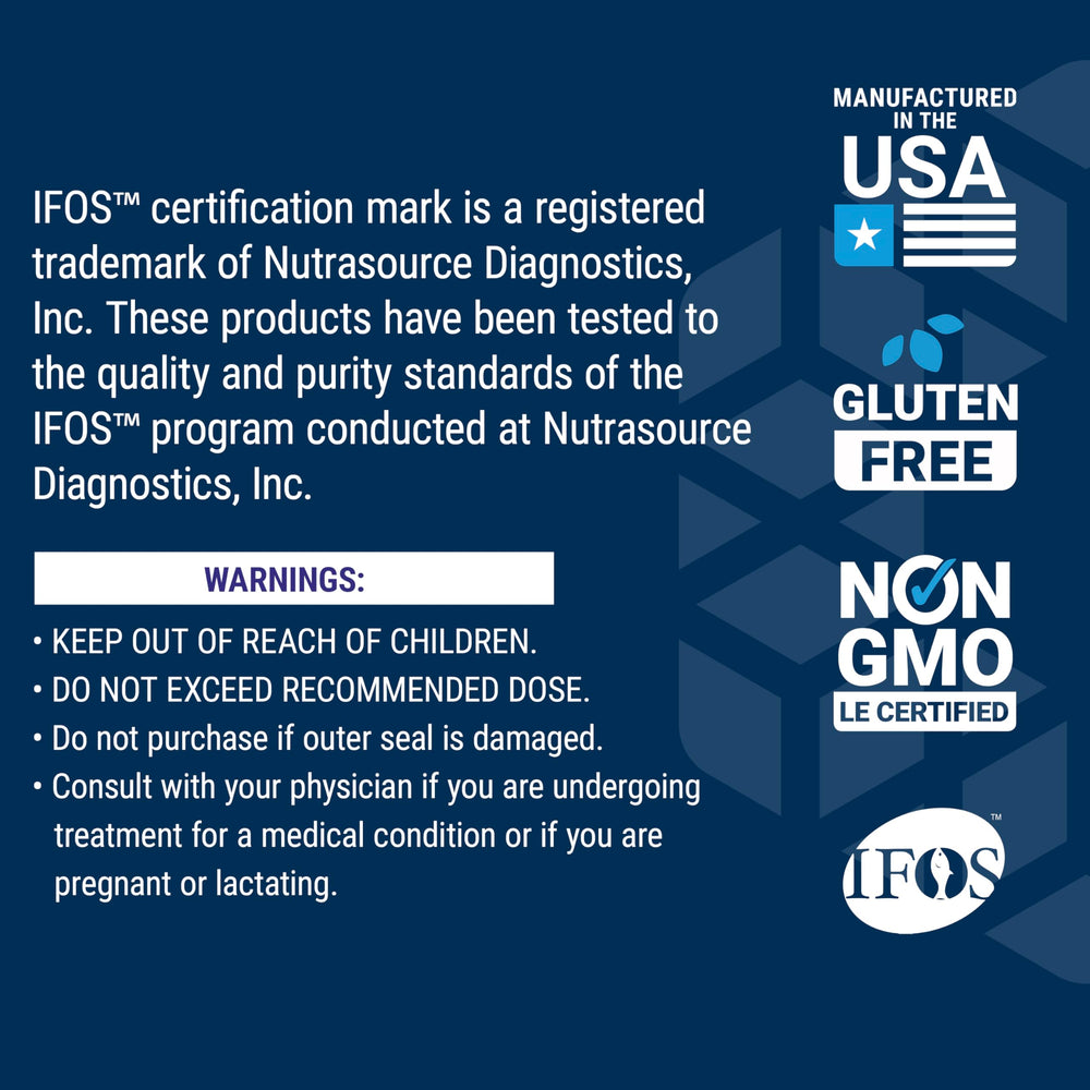 Life Extension IFOS 5-star certification badge suggests high-quality fish oil