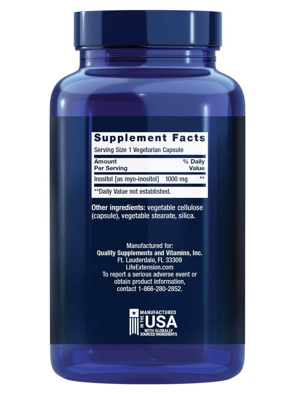 Closeup of Life Extension Inositol Caps capsules highlighting purity and mood support potential