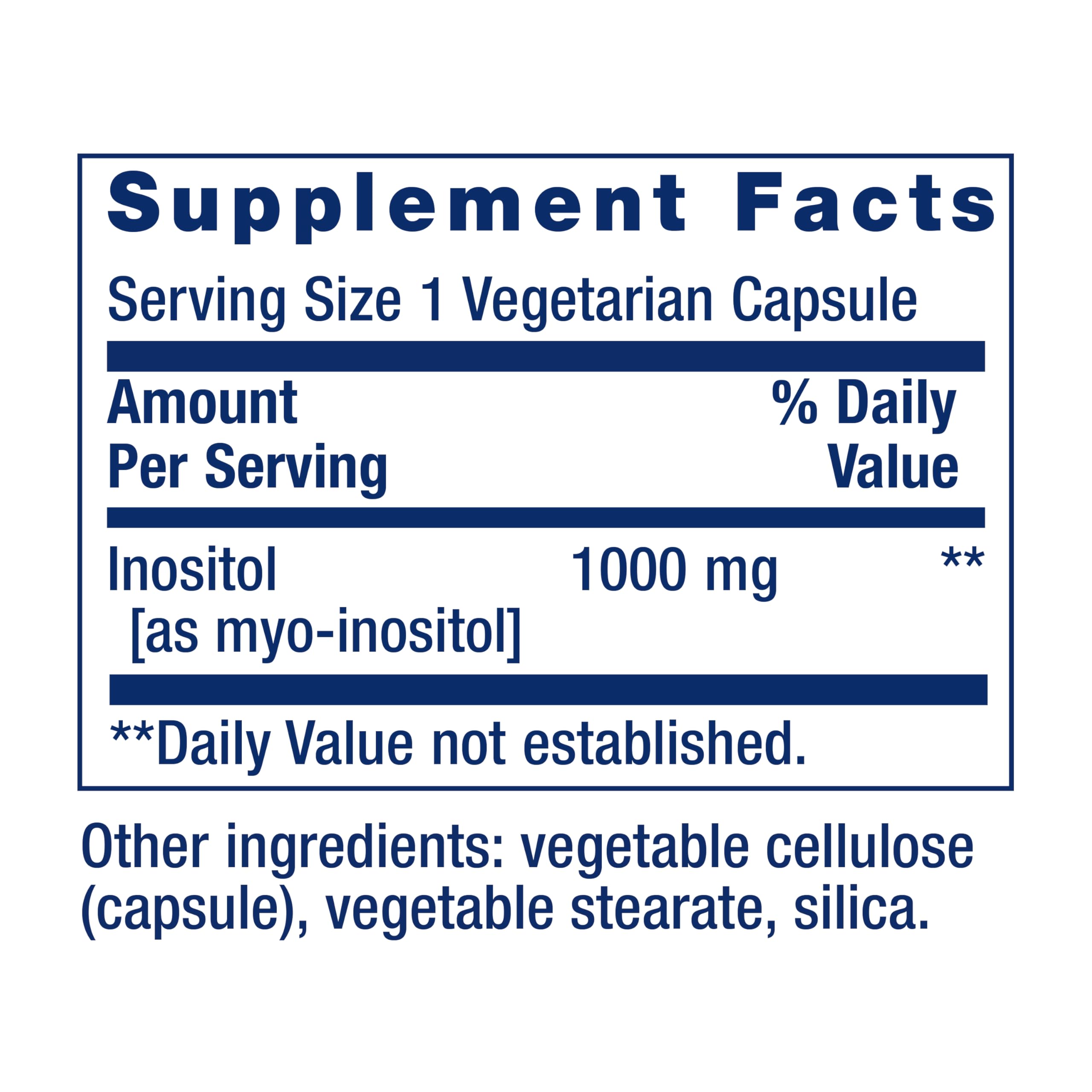 Life Extension Inositol Caps label detail with gluten-free and non-GMO notes for suitable diets