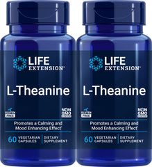 Life Extension L-Theanine pack of 2 bottles promotes calm focus for daily tasks
