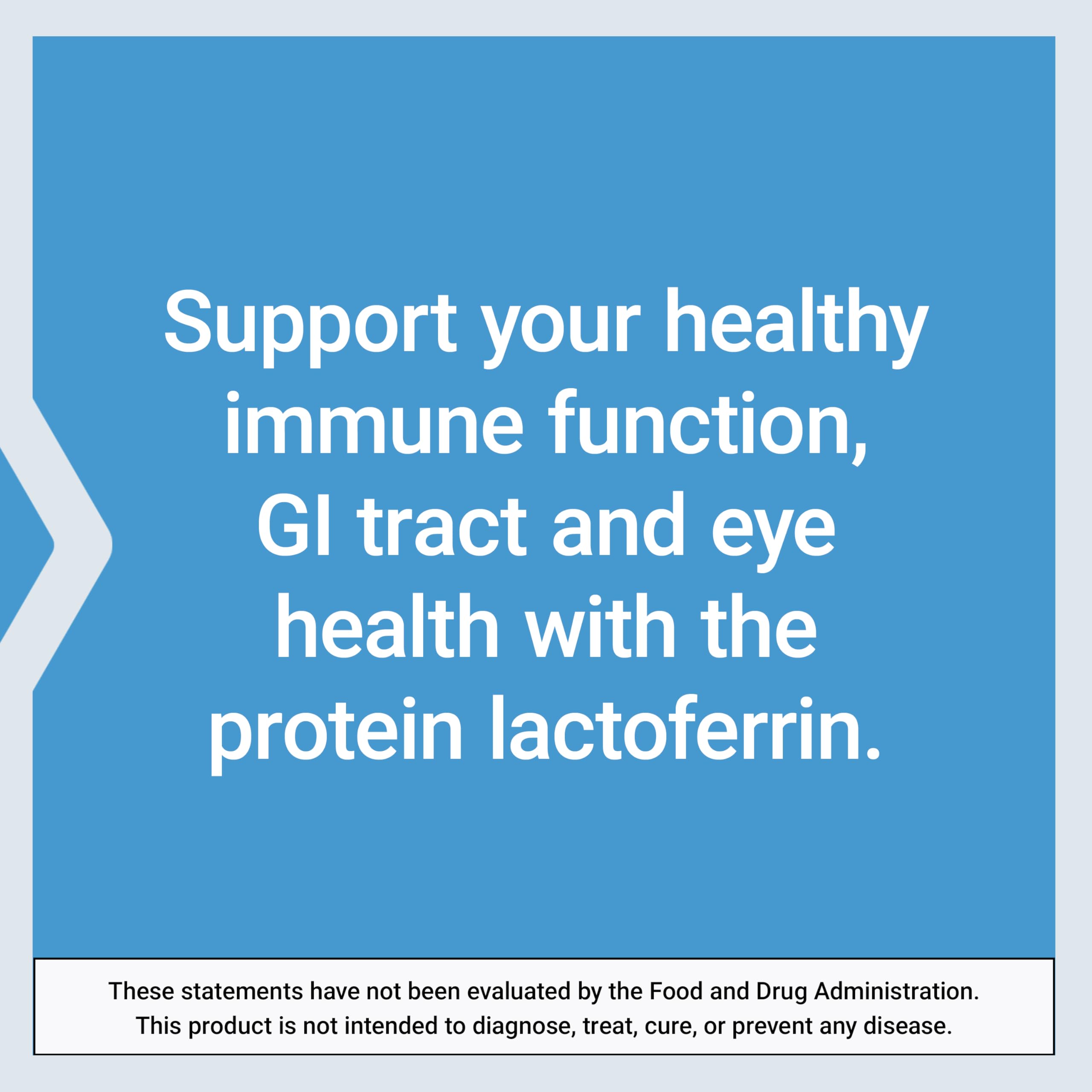 Life Extension Lactoferrin Caps nutrition facts label with 60 capsules