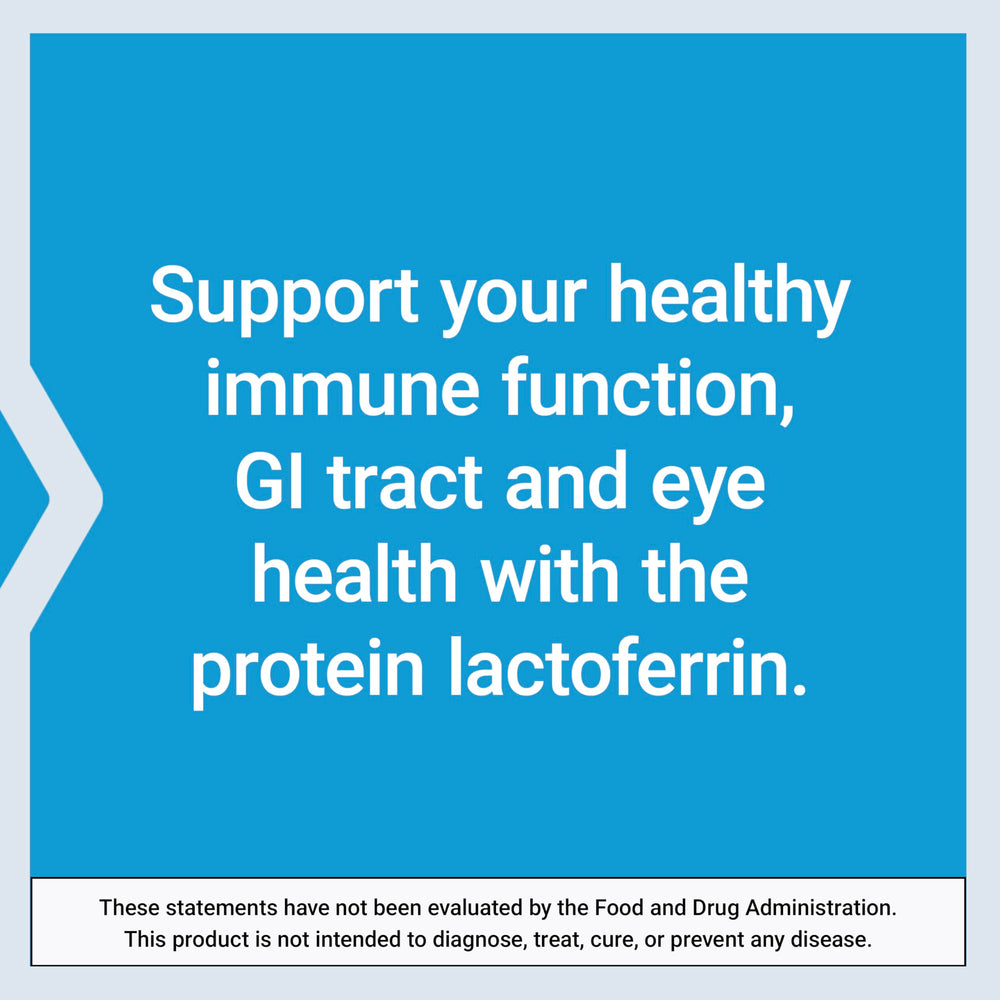Life Extension Lactoferrin Caps nutrition facts label with 60 capsules